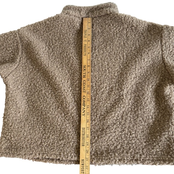 ZARA Curly Fleece Sherpa Oversized Sweater Brown Tan Medium 1/2 zip Pullover - Picture 7 of 10